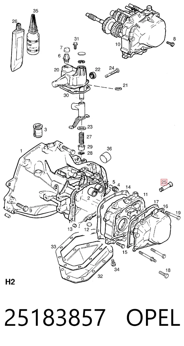 Tuleja mechanizmu zmiany biegów 25183857 Opel