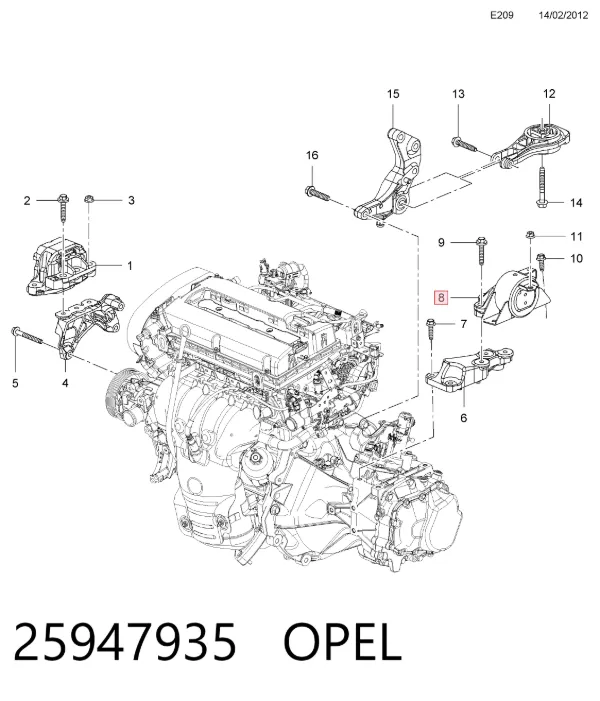 Poduszka (podpora) silnika lewa 25947935 Opel