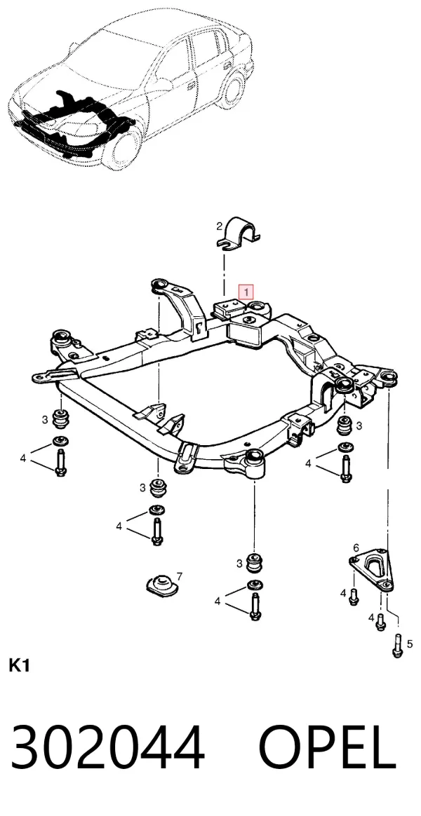 Korpus osi przedniej 302044 Opel