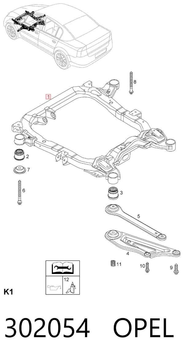 Korpus osi przedniej 302054 Opel