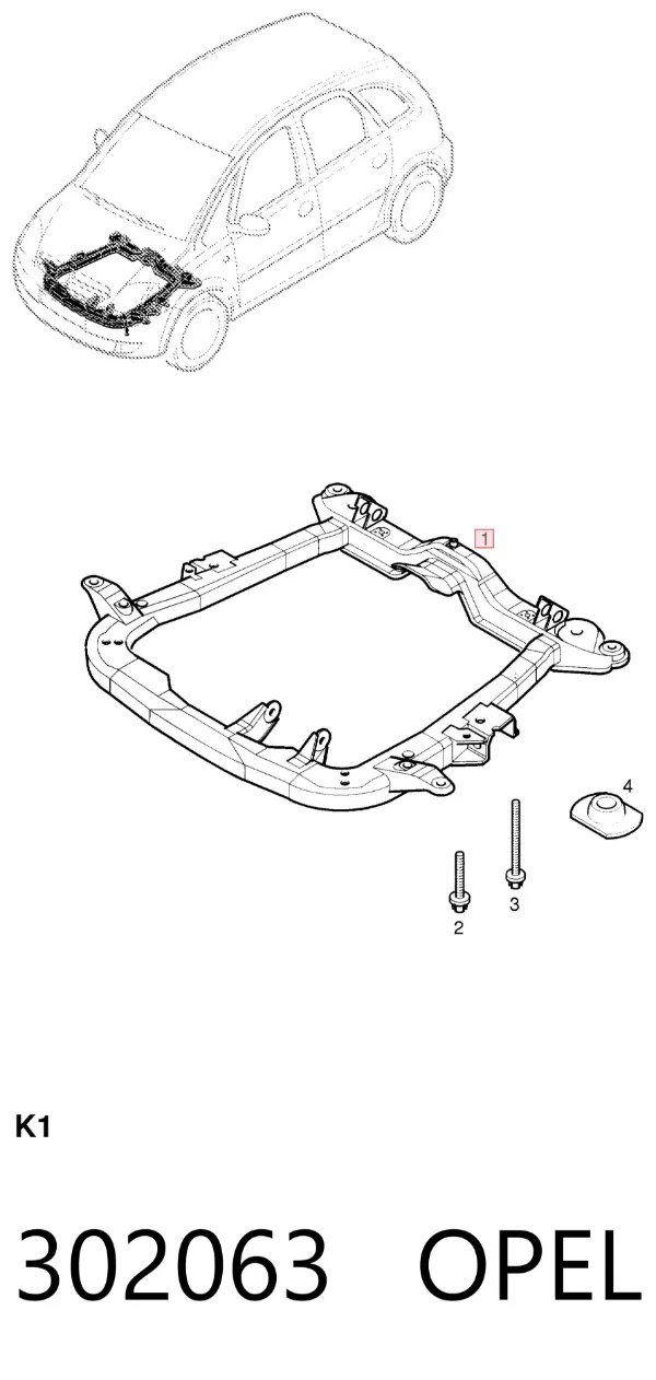 Korpus osi przedniej 302063 Opel