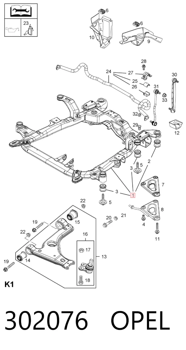 Korpus osi przedniej 302076 Opel