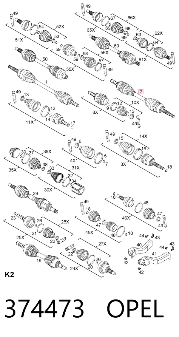 Półoś napędowa przednia lewa 374473 Opel