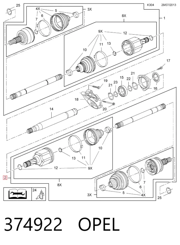 Półoś napędowa przednia prawa 374922 Opel