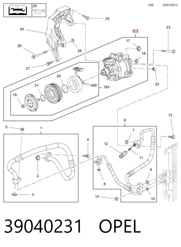 Sprężarka klimatyzacji 39040231 Opel