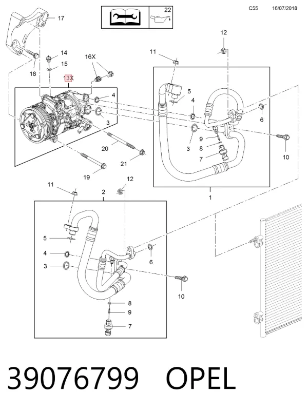 Sprzęgło sprężarki klimatyzacji 39076799 Opel
