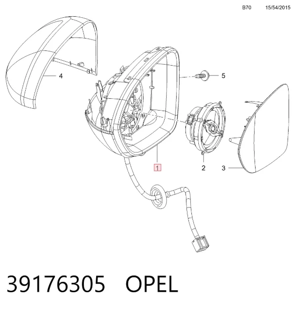 Lusterko wsteczne lewe 39176305 Opel