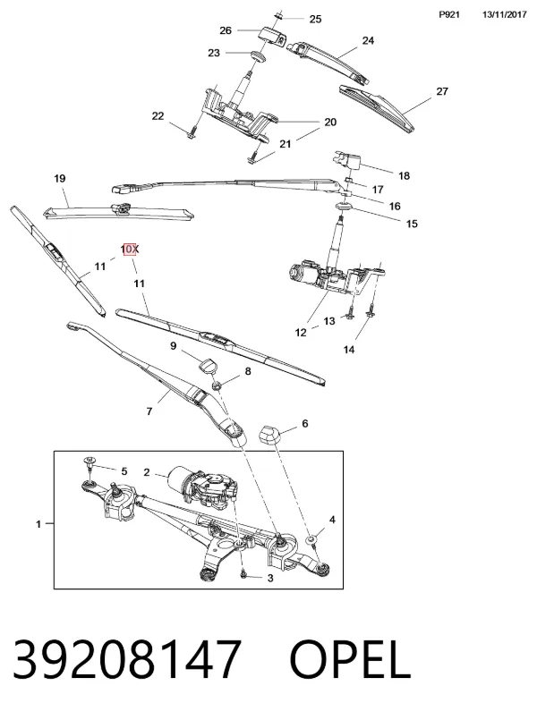 Pióro wycieraczki szyby przedniej, zestaw (2 szt.) 39208147 Peugeot/Citroen