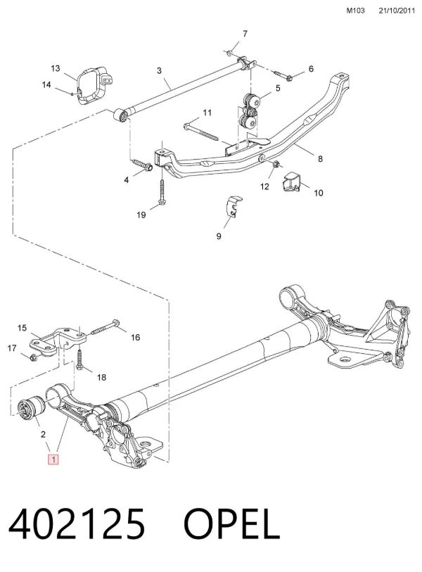 Korpus osi tylnej 402125 Opel