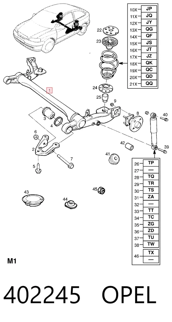 Korpus osi tylnej Opel Zafira A