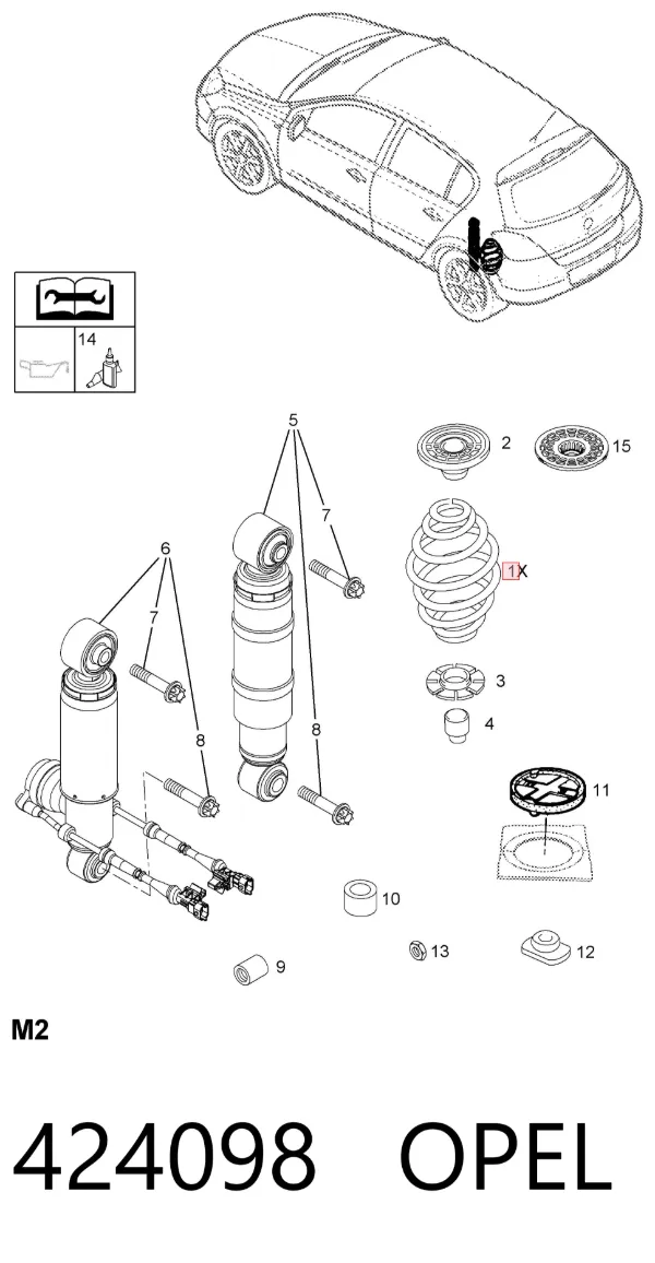 Sprężyna tylna 424098 Opel