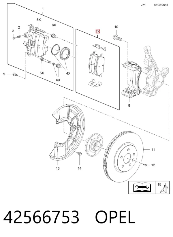 Klocki hamulcowe przednie tarczowe 42566753 Opel