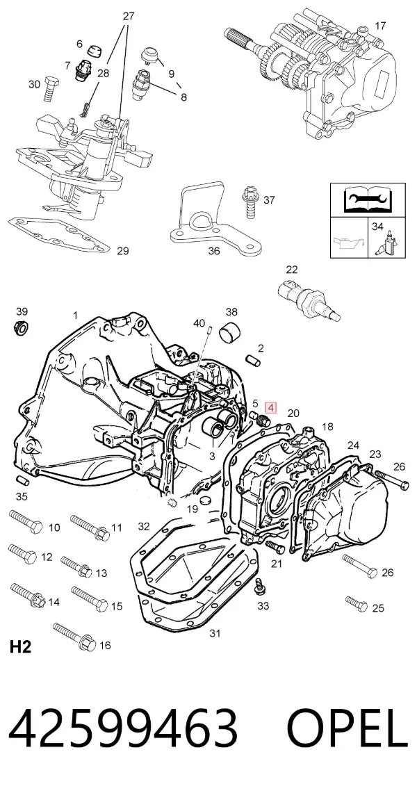 Linka hamulca ręcznego tylna lewa 42599463 Opel