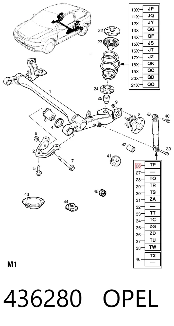 Amortyzator tylny 436280 Opel