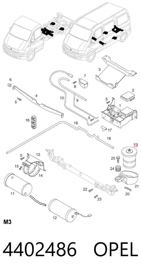 Poduszka pneumatyczna (resor pneumatyczny) mostu tylnego 4402486 Opel