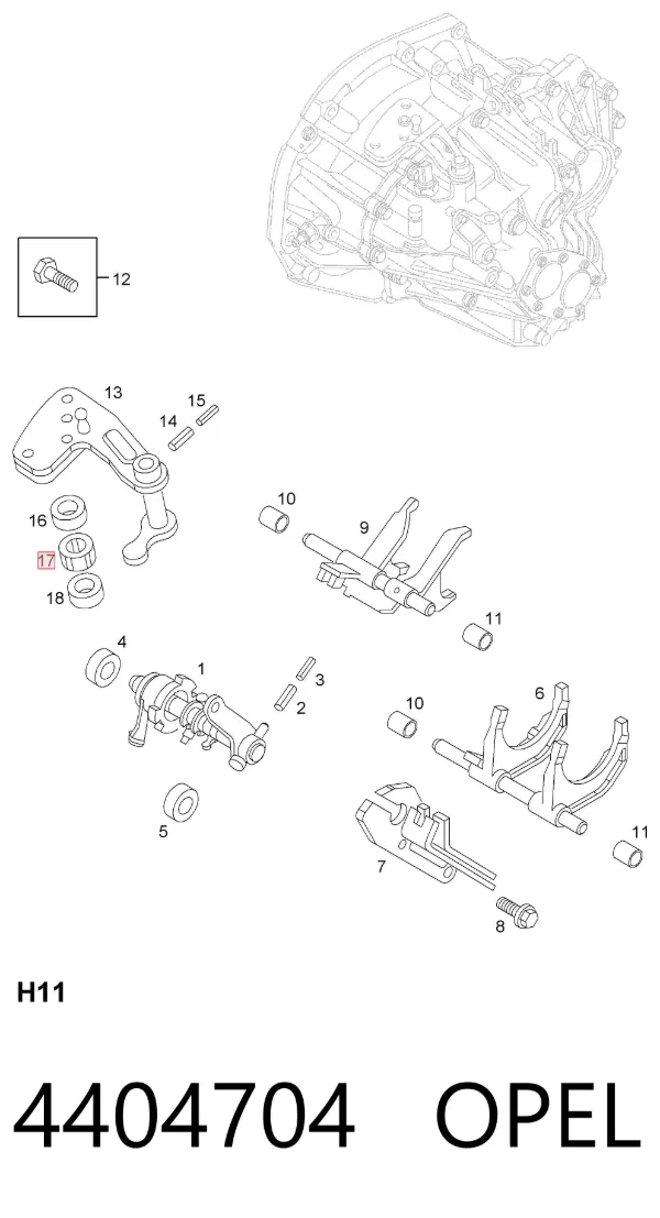 Tuleja mechanizmu zmiany biegów 4404704 Opel