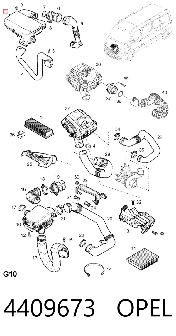 Obudowa filtra powietrza 4409673 Opel