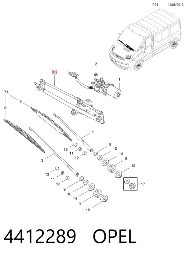 Mechanizm wycieraczek 4412289 Opel