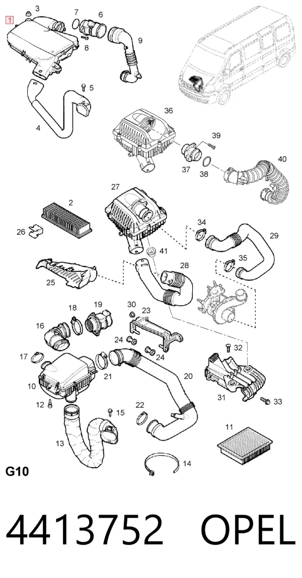Obudowa filtra powietrza 4413752 Opel
