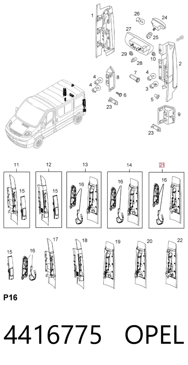Nakładka lampy zespolonej tylnej 4416775 Opel
