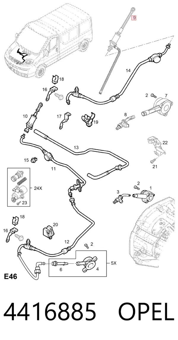 Cylinder sprzęgła główny 4416885 Opel
