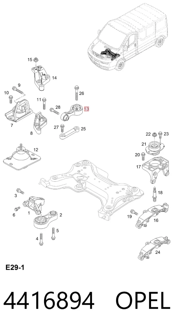 Poduszka (podpora) silnika prawa górna 4416894 Opel