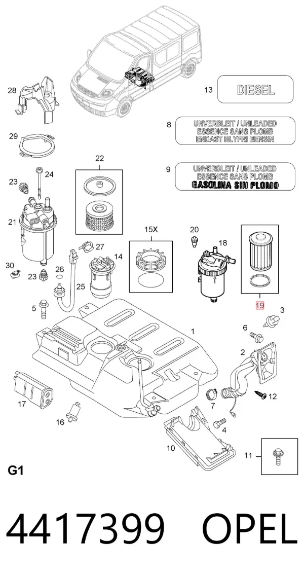 Filtr paliwa 4417399 Opel