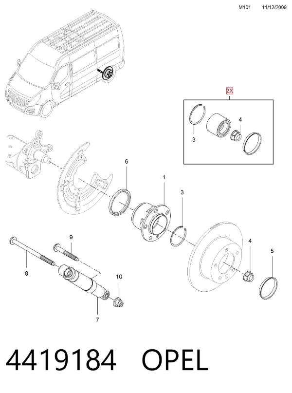 Lożysko piasty tylnej 4419184 Opel