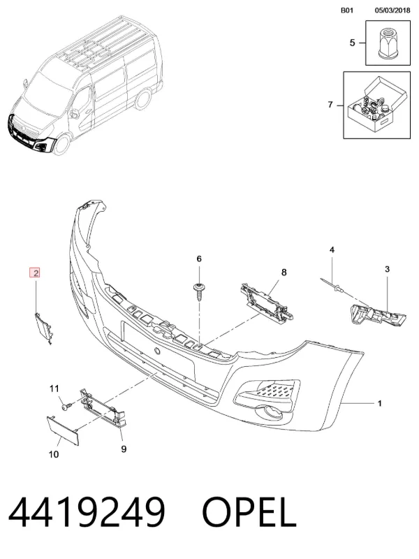 Zaślepka haku holowniczego zderzaka przednia 4419249 Opel