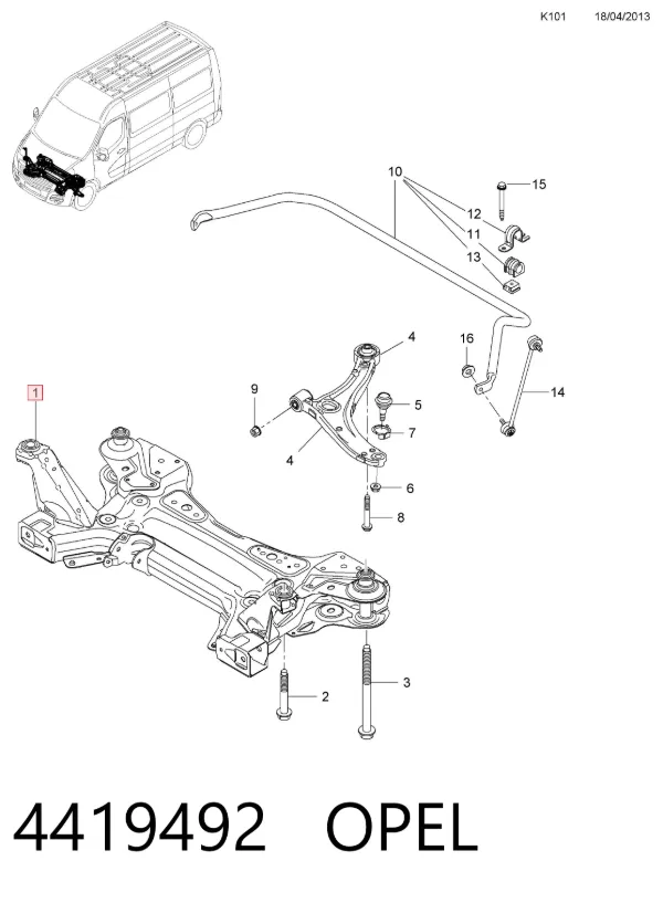 Korpus osi przedniej Opel Movano B