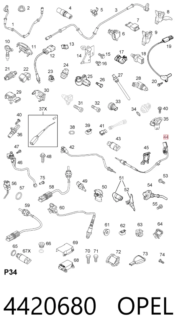 Czujnik temperatury spalin, przed turbiną 4420680 Opel