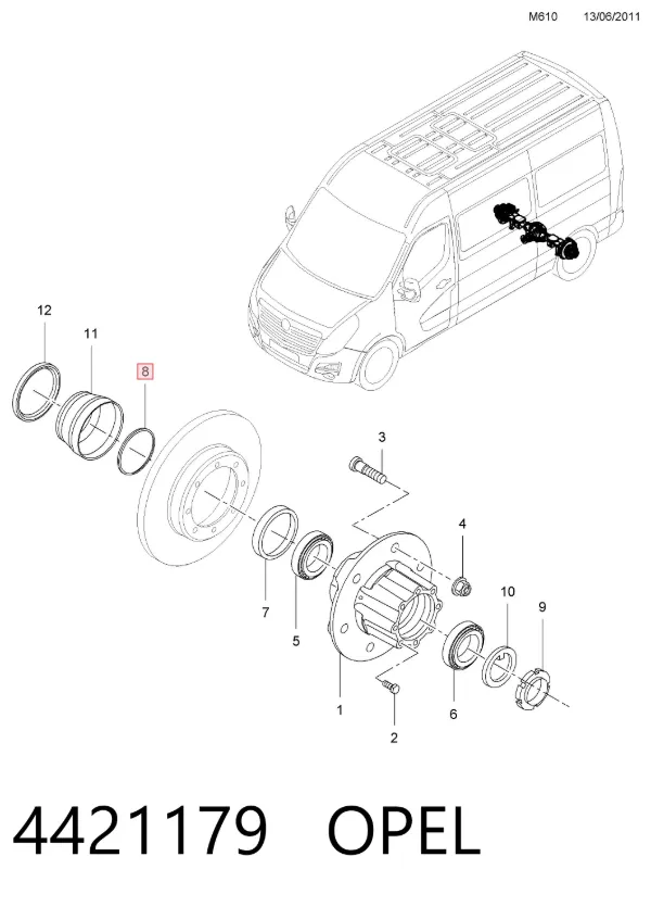 Uszczelniacz piasty tylnej wewnętrzny 4421179 Opel