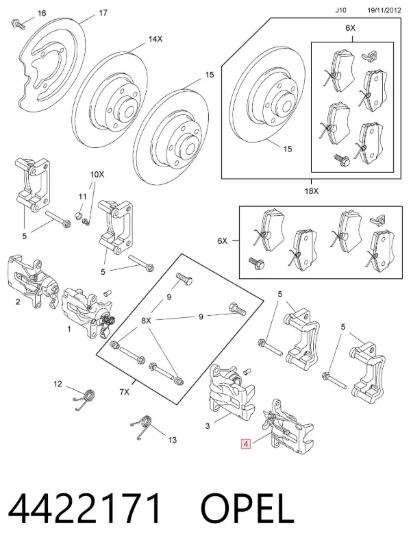 Zacisk hamulcowy tylny lewy 4422171 Opel