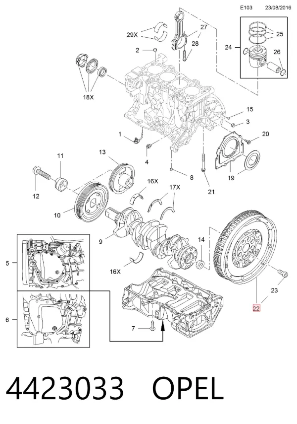 Koło zamachowe silnika 4423033 Opel