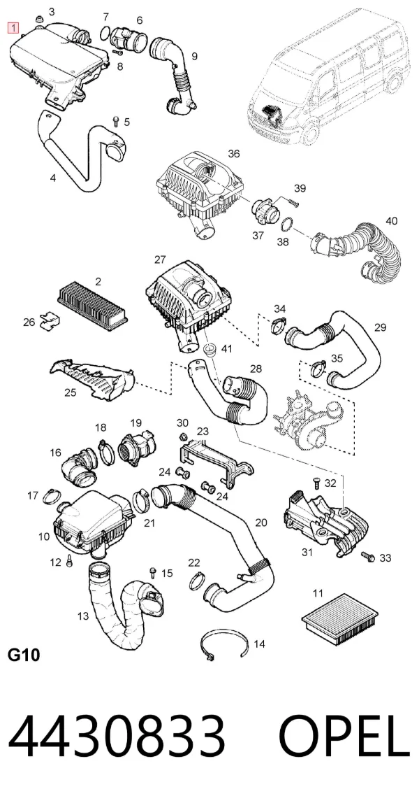 Obudowa filtra powietrza 4430833 Opel