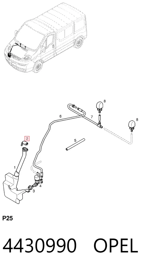 Korek zbiornika spryskiwacza 4430990 Opel
