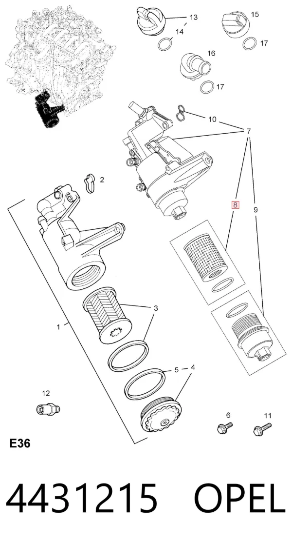 Filtr oleju 4431215 Opel