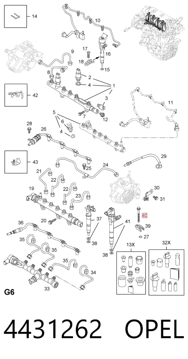 Śruba mocowania wtryskiwacza 4431262 Opel