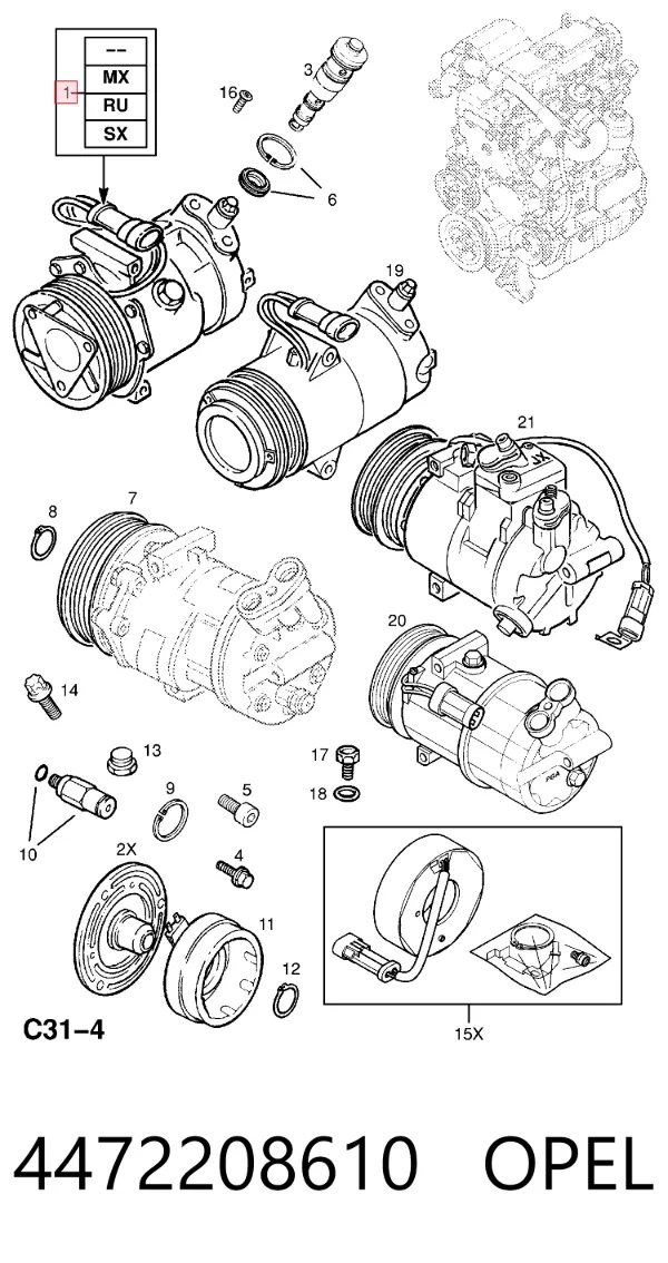 Sprężarka klimatyzacji 4472208610 Opel