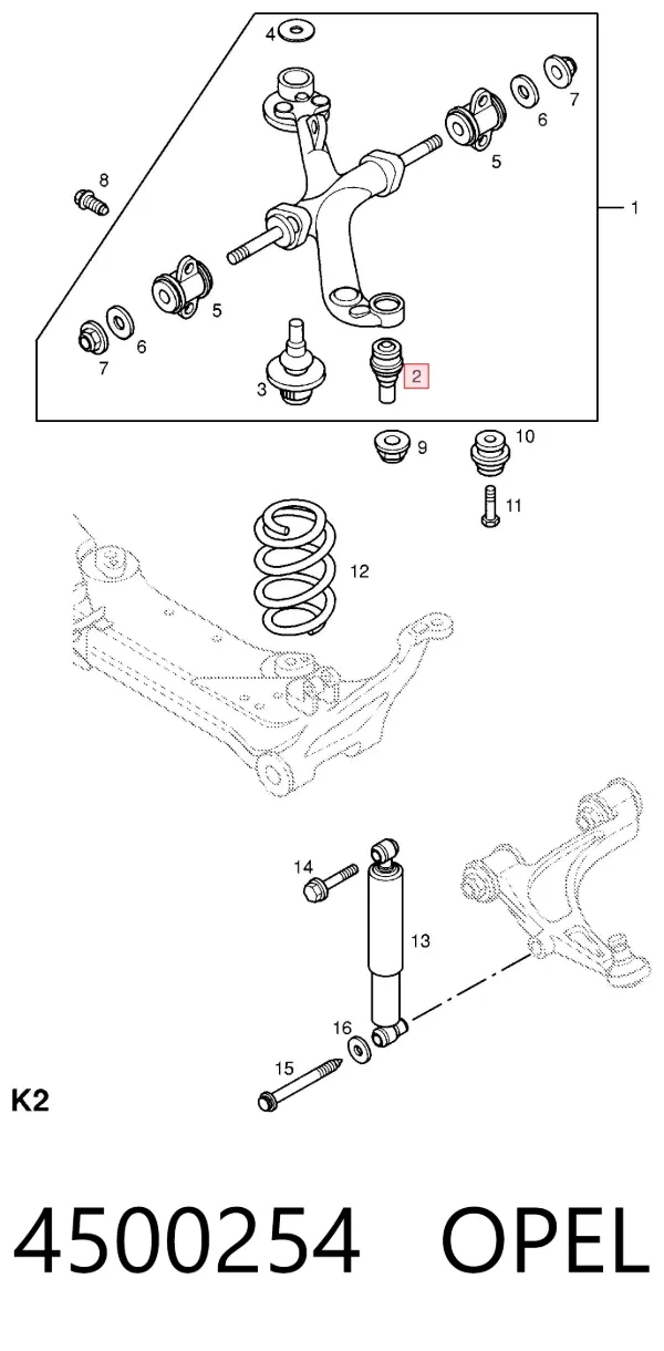 Sworzeń wahacza górny 4500254 Opel
