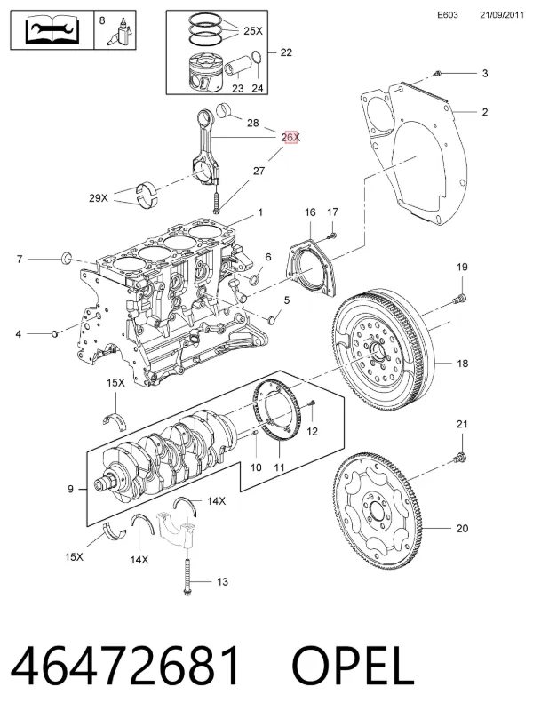 Korbowód tłoka silnika 46472681 Opel