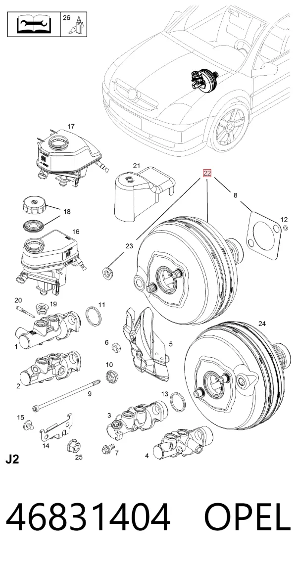 Główny cylinder hamulców 46831404 Opel