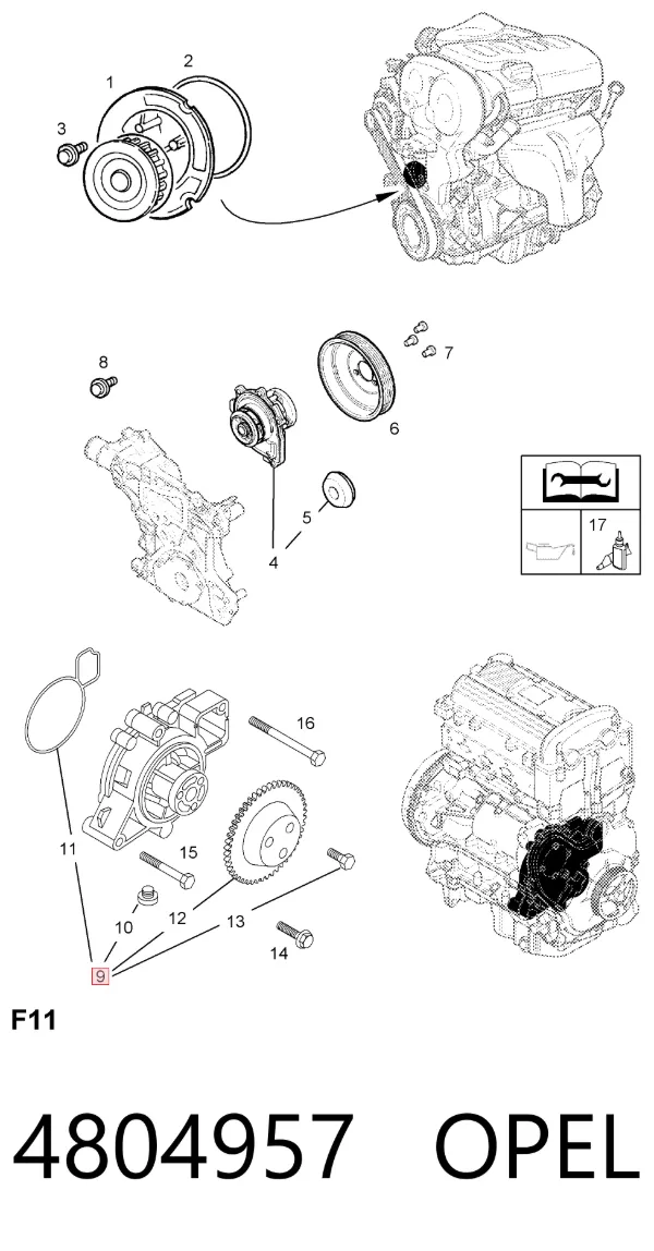 Pompa chłodząca wodna 4804957 Opel