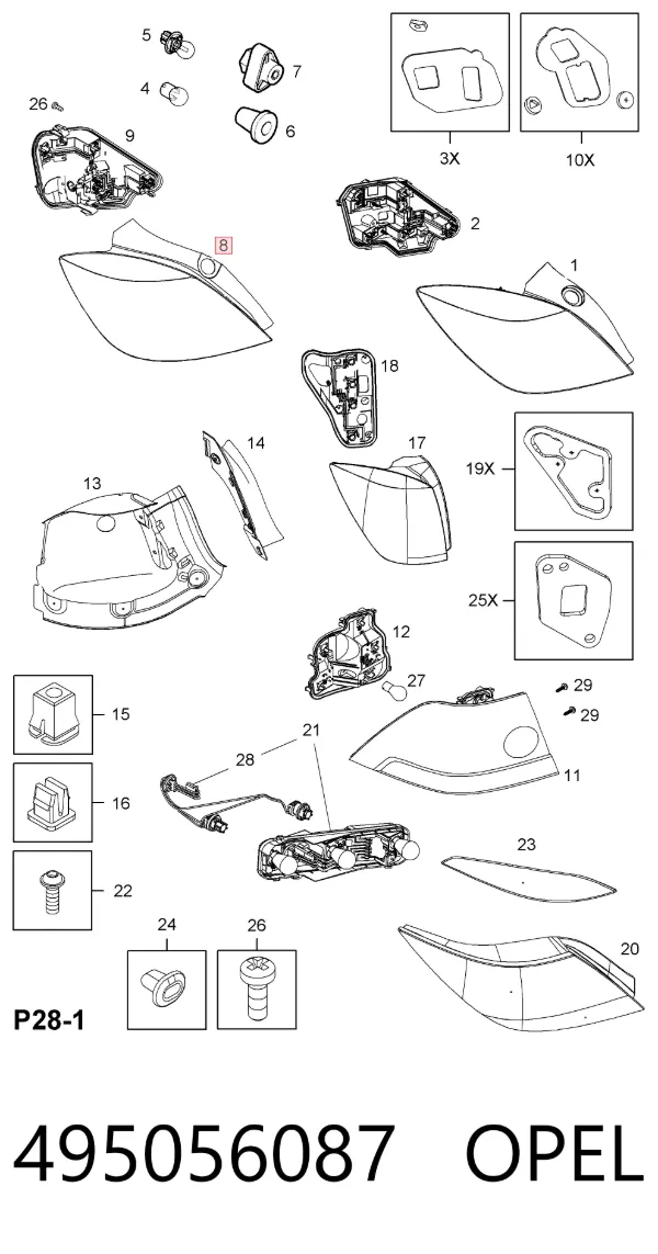 Lampa zespolona tylna lewa 495056087 Opel