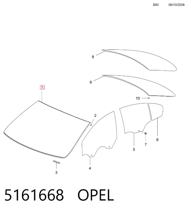 Szyba przednia 5161668 Opel