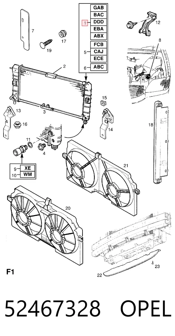 Chłodnica silnika 52467328 Opel