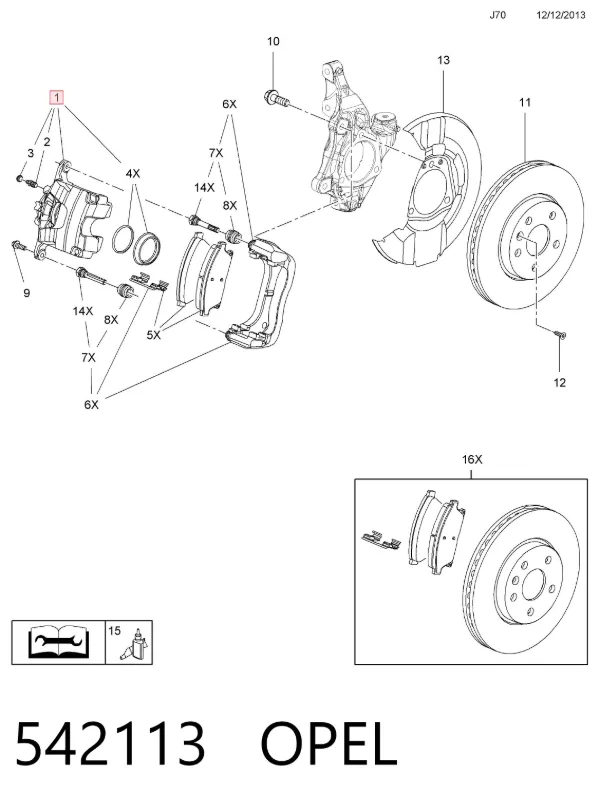 Zacisk hamulcowy przedni lewy 542113 Opel
