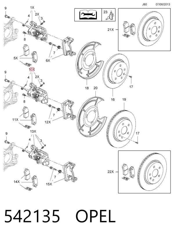 Zacisk hamulcowy tylny lewy 542135 Opel