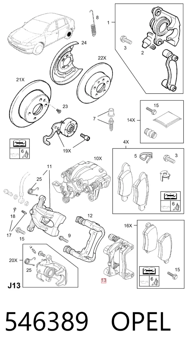 Jarzmo zacisku hamulcowego tylnego 546389 Opel