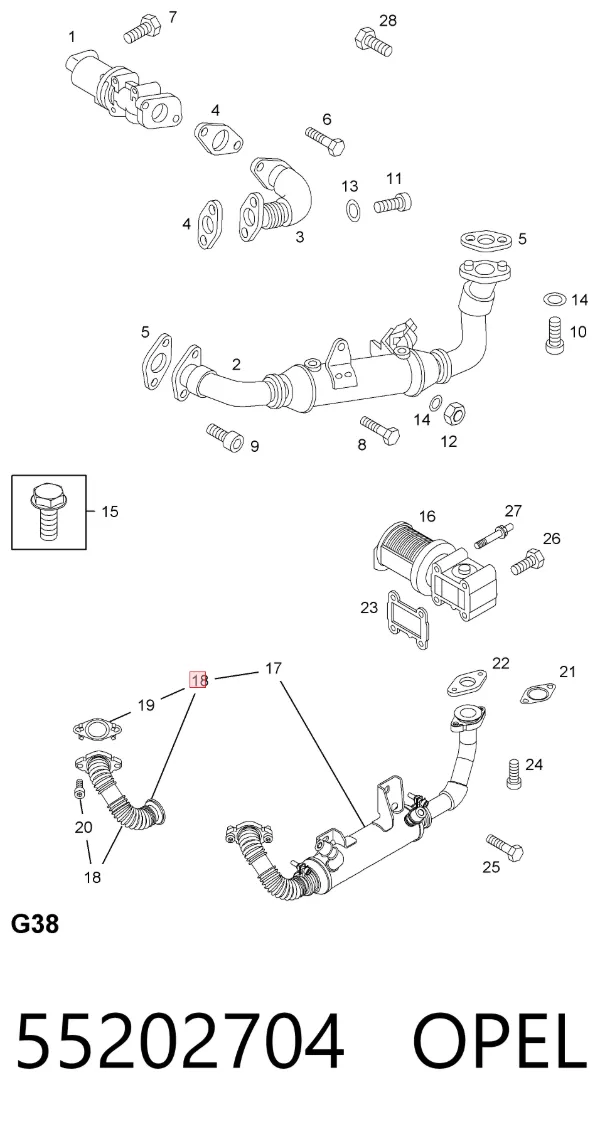 Wąż (przewód) chłodnicy EGR, doprowadzenie 55202704 Opel
